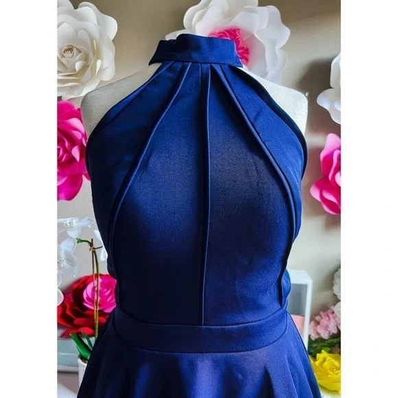 NWT SHERRI HILL Blue Halter Dress - Picture 7 of 14